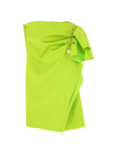 Shop Versace Women's Strapless Silk-blend Mini Cocktail Dress In Lime