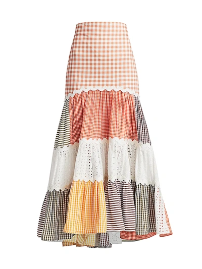 Shop Silvia Tcherassi Women's Petrona Tiered Maxi Skirt In Multi Brandied Melon