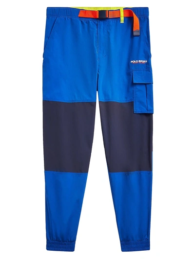 Shop Polo Ralph Lauren Men's Colorblock Nylon Track Pants In Rugby Royal