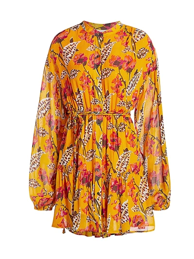Shop A.l.c Jen Floral Silk Dress In Yellow Multi