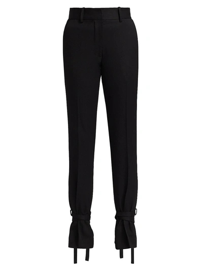 Shop Jw Anderson Women's Tie Hem Slim-fit Wool Trousers In Black