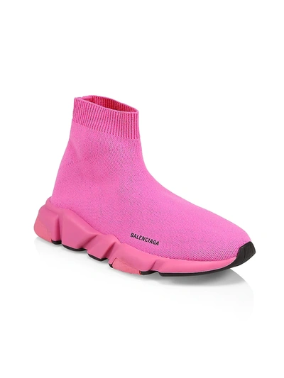 Shop Balenciaga Little Kid's & Kid's Speed Lt Stretch-knit High-top Sneakers In Pink