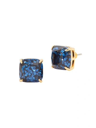 Shop Kate Spade Mini Small Square Epoxy Stud Earrings In Navy