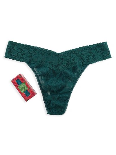 Shop Hanky Panky Women's Xoxo Boxed Lace Thong In Ivy
