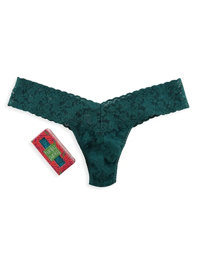 Shop Hanky Panky Women's Xoxo Boxed Lace Thong In Ivy