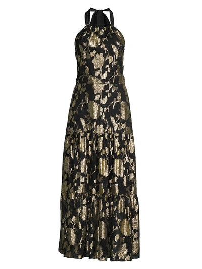 Shop Milly Women's Hayden Metallic Dress In Black Gold