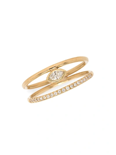 Shop Zoë Chicco Women's Paris 14k Yellow Gold & Diamond Double Band Ring