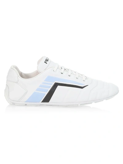 Shop Prada Race Track Leather Sneakers In Bianco Azzurro