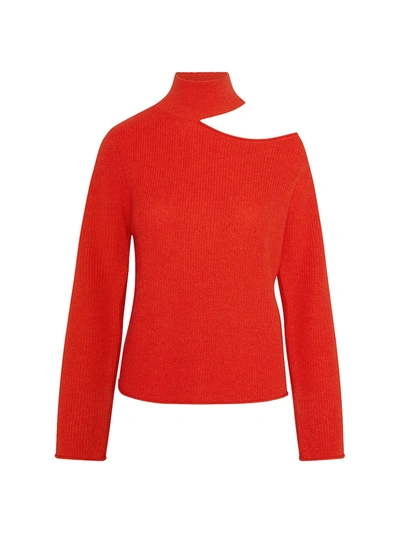 Shop Rta Langley Cutout Knit Sweater In Agent Orange