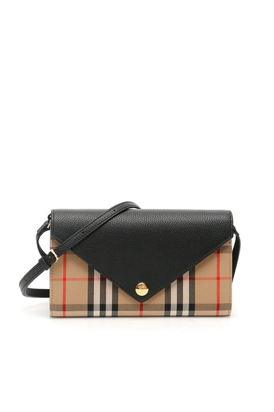 Shop Burberry Hannah Minibag In Black,beige,red