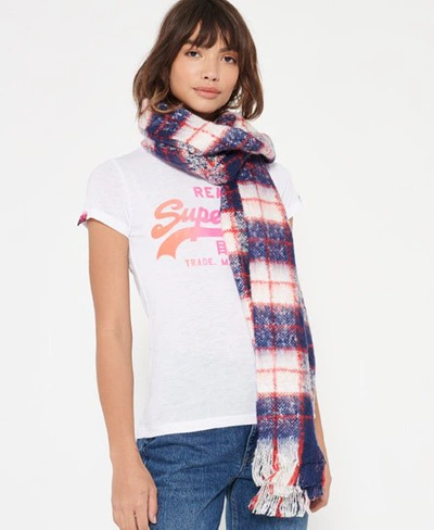 Superdry Orkney Scarf In Navy Check | ModeSens