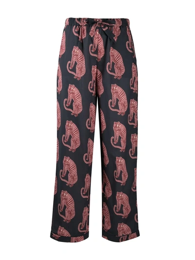 Desmond & Dempsey Tiger Print Pyjama Set In Blue