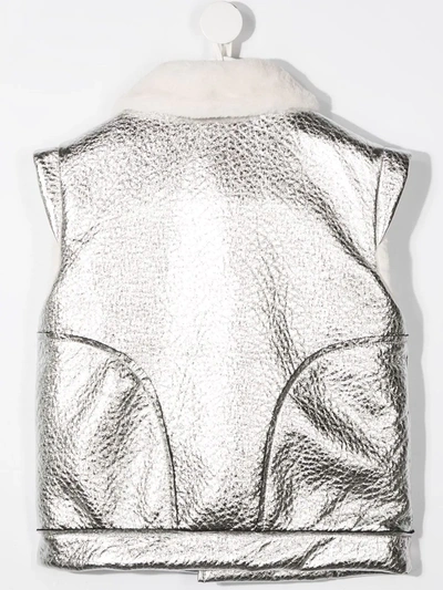 Shop Andorine Metallic Biker Vest In Silver