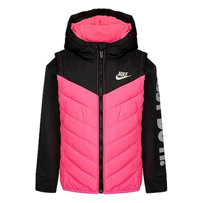 Shop Nike Girls' Little Kids' 2fer Puffer Jacket In Pink
