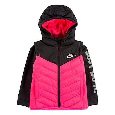 Shop Nike Girls' Toddler 2fer Puffer Jacket In Pink