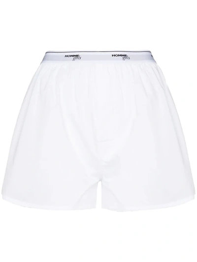 Shop Hommegirls Logo-tape Detail Boxer Shorts In White