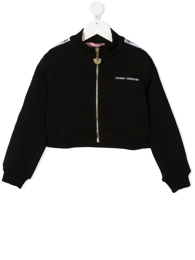 Shop Chiara Ferragni Logo Print Zip-up Jacket In Black