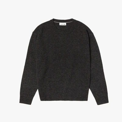 Shop Lacoste Women's Crew Neck Wool Sweater In Grey Chine