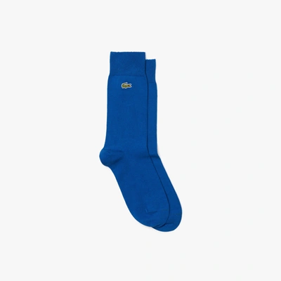 Shop Lacoste Men's Embroidered Crocodile Cotton Blend Socks In Blue