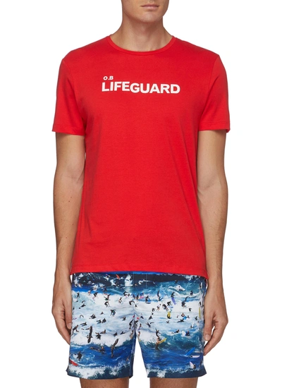 Shop Orlebar Brown Christopher Ii' Lifeguard Crewneck T-shirt In Red
