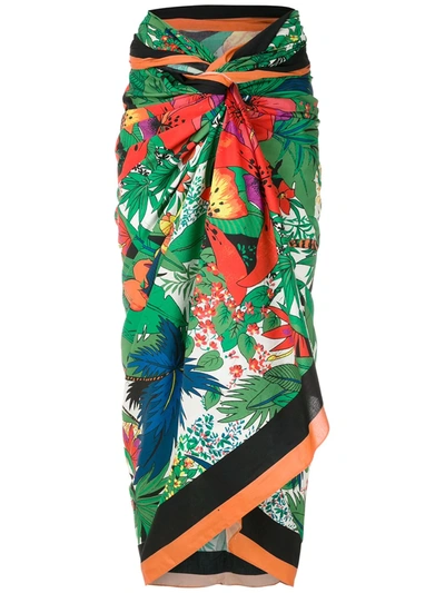 Shop Amir Slama Tropical-print Sarong In Green