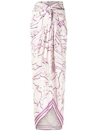 Shop Amir Slama Abstract-print Long Sarong In Neutrals