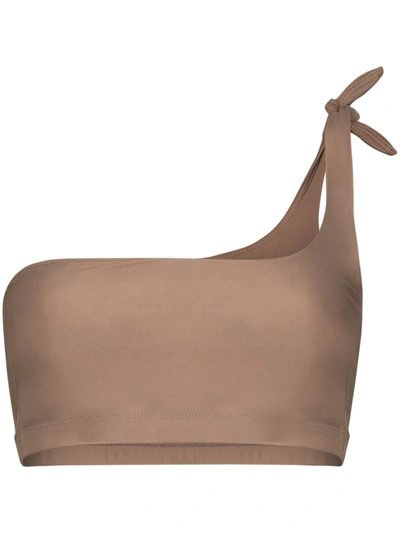 Shop Abysse One-shoulder Bikini Top In Brown