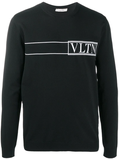 Shop Valentino Intarisa-knit Logo Jumper In Black