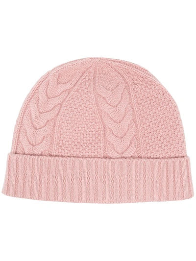 Shop N.peal Cable-knit Cashmere Beanie In Pink