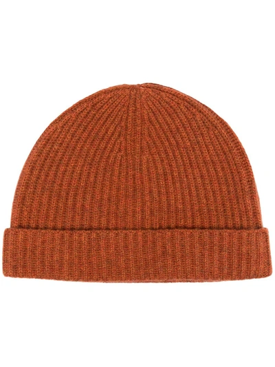 Shop N•peal Ribbed Knit Beanie In Orange