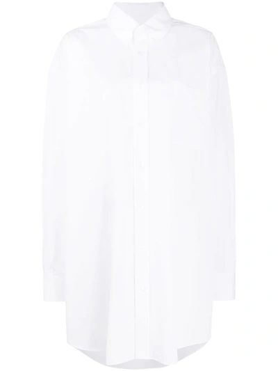 Shop Maison Margiela Draped Button Down Shirt In White