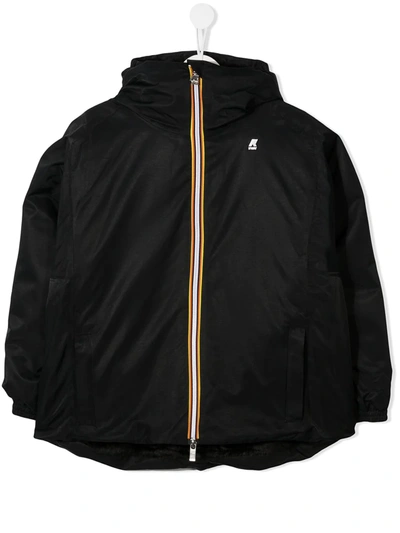 Shop K-way Teen Hooded Lightweight Jacket In Black