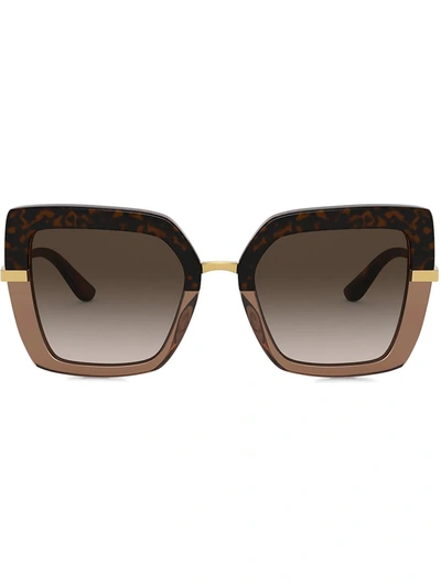 Shop Dolce & Gabbana Square-frame Sunglasses In Brown