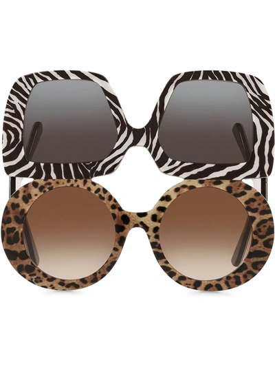Shop Dolce & Gabbana Chunky Double Sunglasses In Black