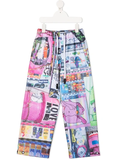Shop Duoltd Graphic-print Wide-leg Trousers In Pink