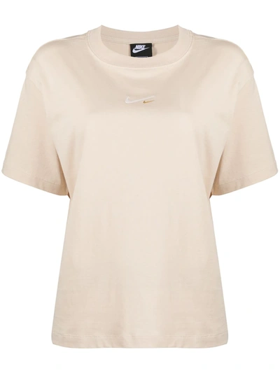 Shop Nike Swoosh-logo Organic Cotton T-shirt In Neutrals