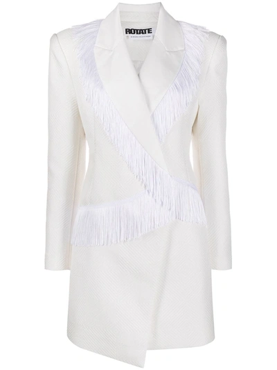 Shop Rotate Birger Christensen Fringed Blazer Dress In White