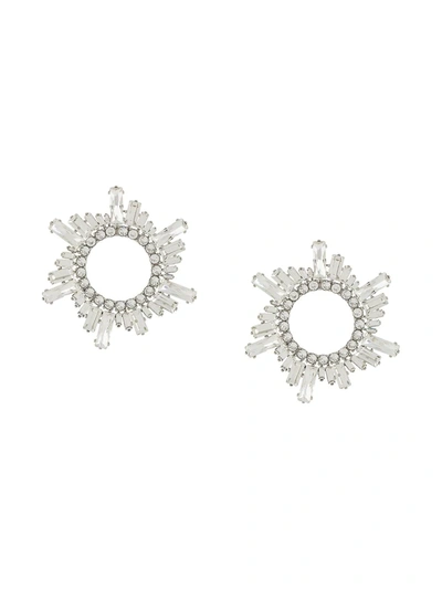 Shop Amina Muaddi Begum Crystal Earrings In Silver ,white