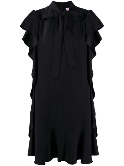 Shop Red Valentino Ruffle-trim Pussy-bow Dress In Black
