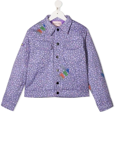 Shop Natasha Zinko Floral Cartoon Jacket In Purple