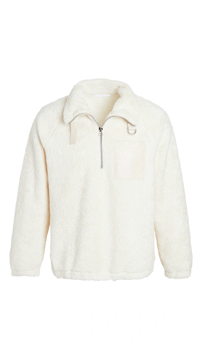 Shop Helmut Lang Shaggy Fleece Quarter Zip Sweatshirt In Winter White