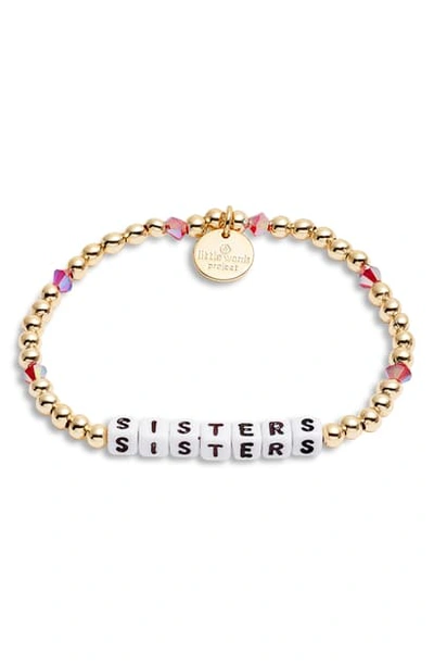 Shop Little Words Project Little Word Project Sisters Stretch Bracelet In Gold/ White