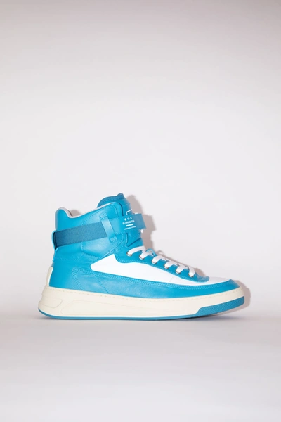 Shop Acne Studios Babila Mix W Turquoise/white/white In High Top Sneakers