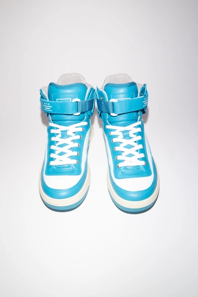 Shop Acne Studios Babila Mix W Turquoise/white/white In High Top Sneakers