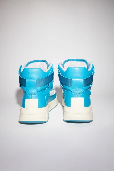 Shop Acne Studios Babila Mix W Turquoise/white/white In High Top Sneakers