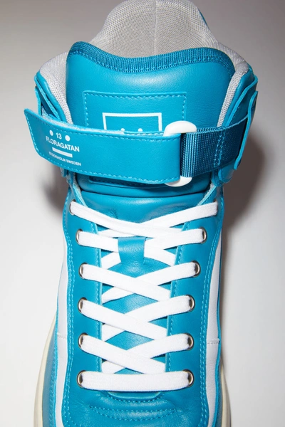 Shop Acne Studios Babila Mix W Turquoise/white/white In High Top Sneakers
