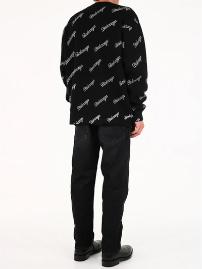 Shop Balenciaga Logo Sweater In Black