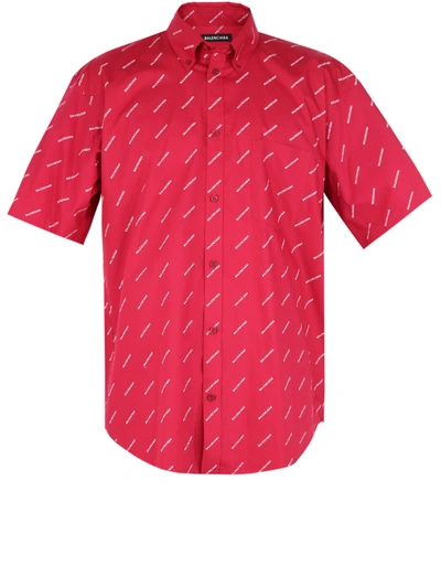 Shop Balenciaga Logo Shirt In Red