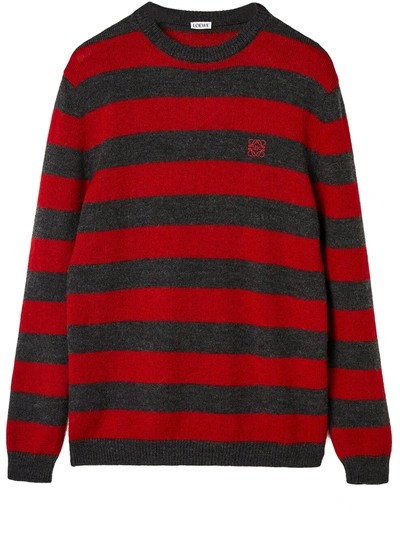 Shop Loewe Striped Sweater In Grey