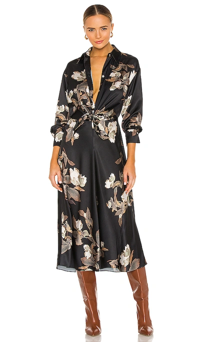 Shop Vince Lisianthus Tie Front Shirt Dress In Black